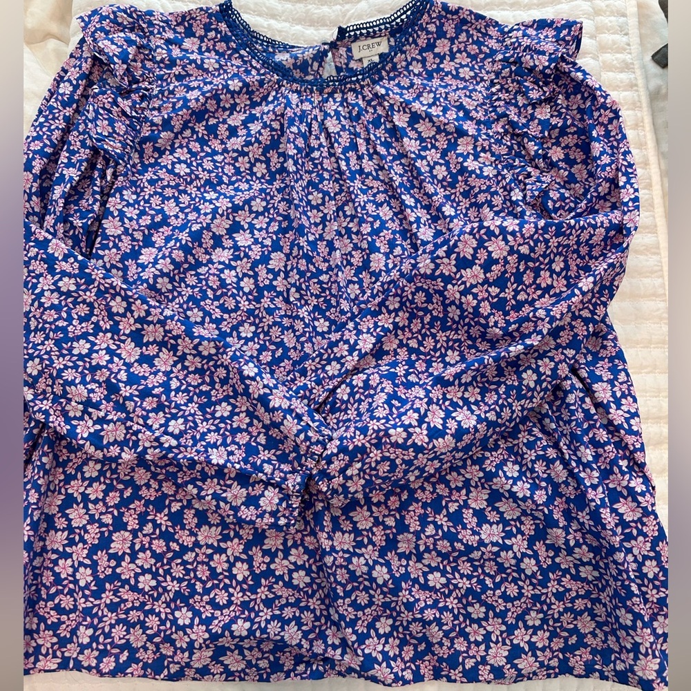 J.Crew Factory Long-Sleeve Ruffle Shoulder Top - Picture 3 of 12